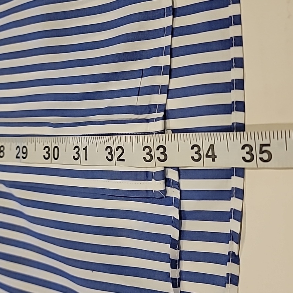 Northshore Striped Wide Collar French Cuff Dress Shirt Blue White 17 34 - Picture 11 of 13